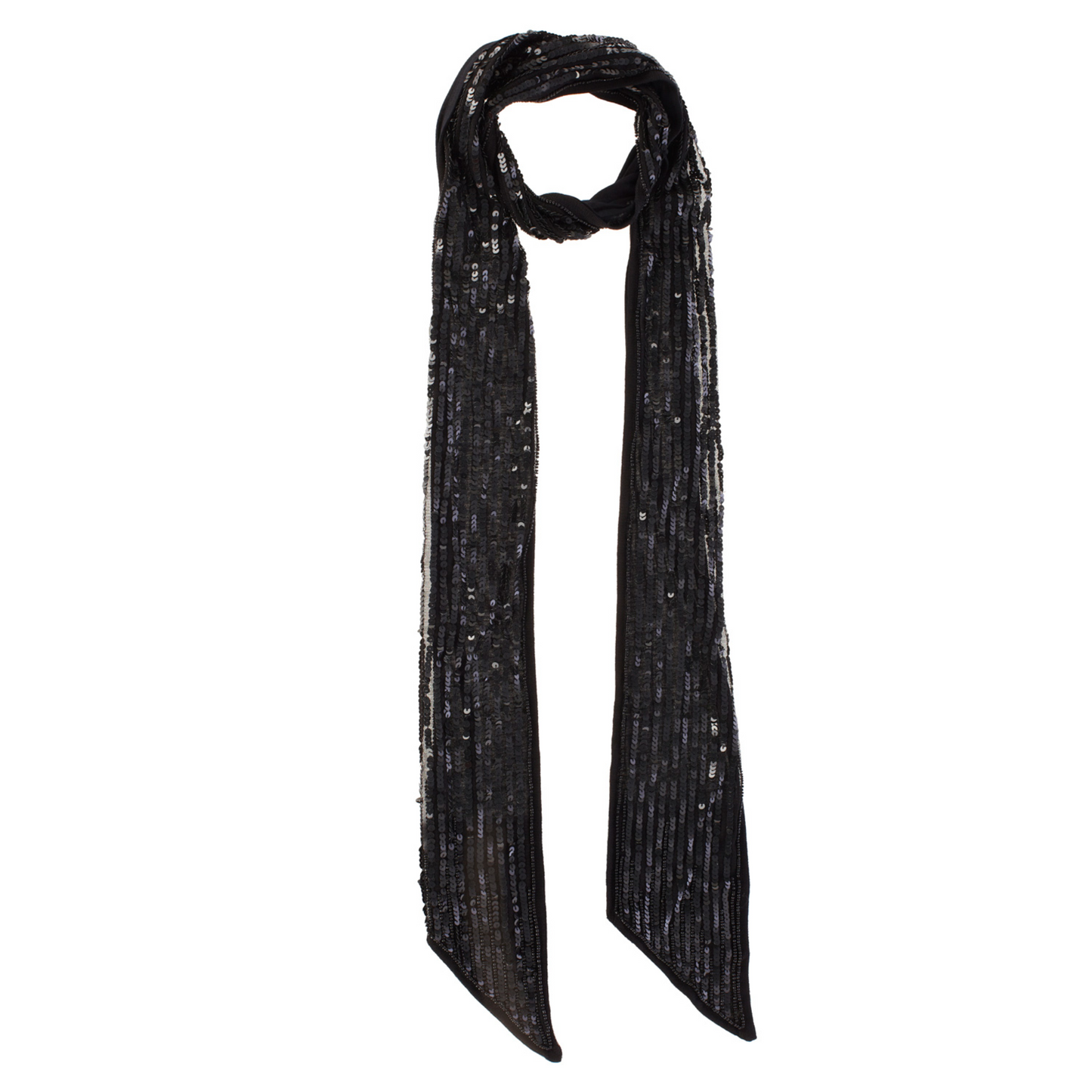 Avon "Assun" Black Sequin Skinny Scarf